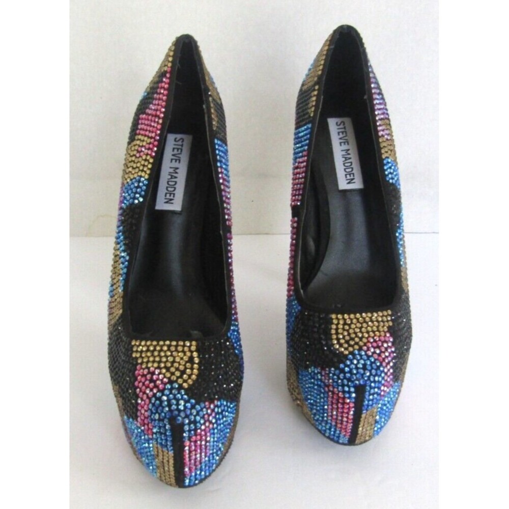 Steve Madden Dyvinal Heels Multi Colored Camouflage Rhinestone Size 6.5 - Picture 3 of 9